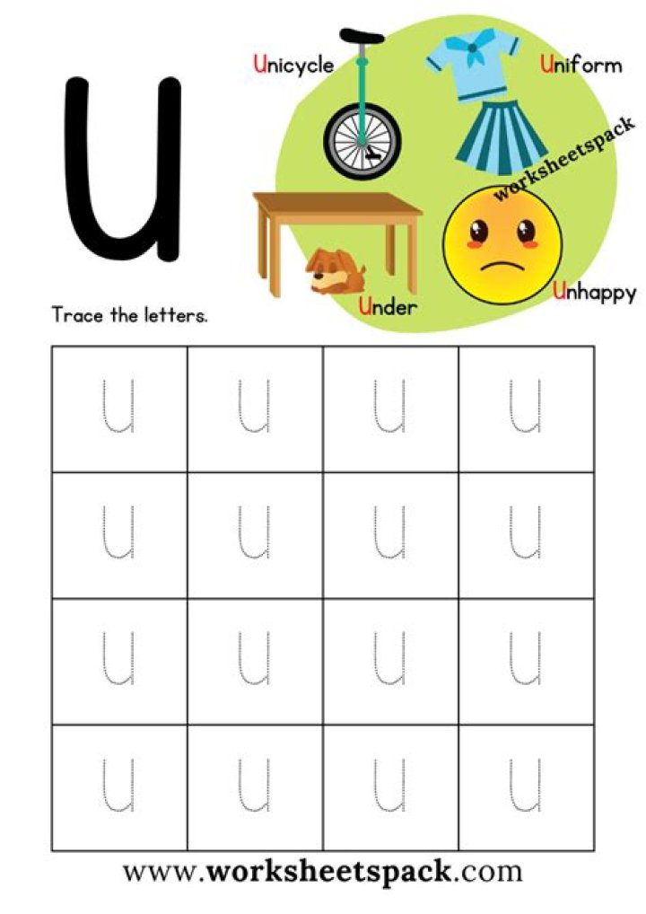 Free Letter U Worksheets for Kindergarten PDF Download
