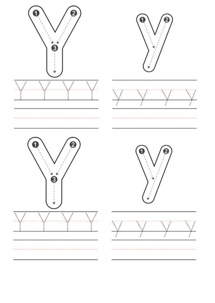 Free Printable Letter Y Worksheets PDF for Kids