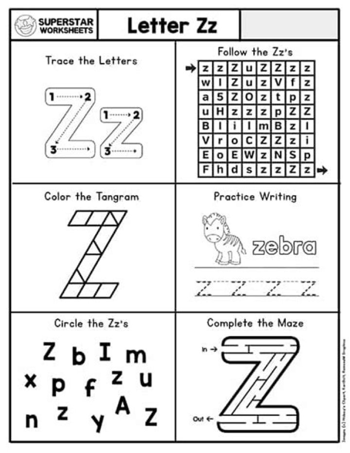 Free Printable Letter Z Worksheets PDF for Kids