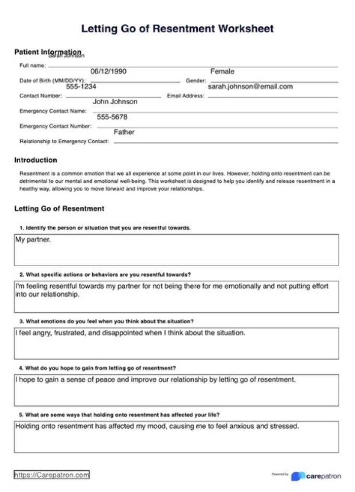 Letting Go of Resentment: Free PDF Worksheet to Heal Emotional Wounds