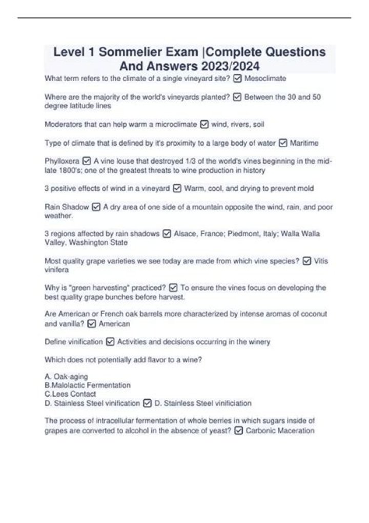 Level 1 Sommelier Practice Test PDF – Instant Free Download