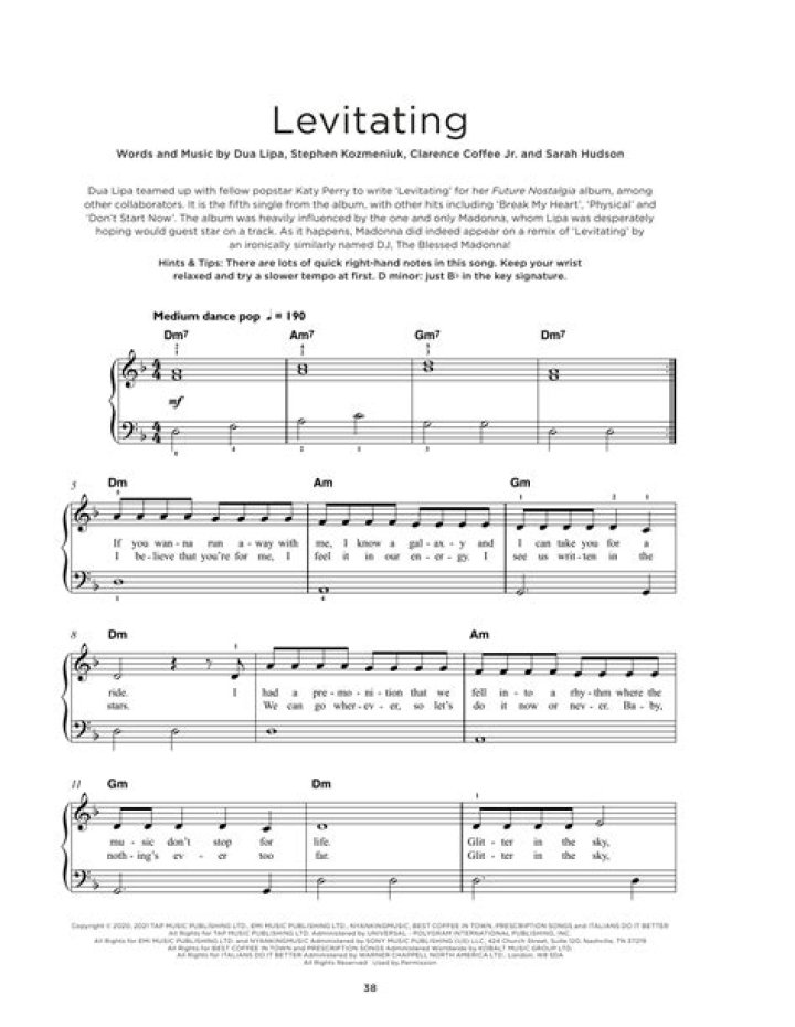 Levitating Sheet Music PDF – Instant Download for Musicians