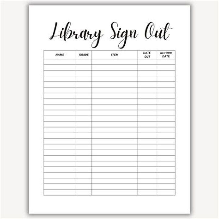 Download Library Sign Out Sheet PDF – Easy Checkout Sheet for Users