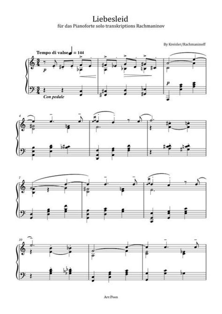 Liebesleid Rachmaninoff Sheet Music PDF – Free Download