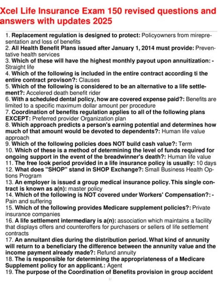 Life Insurance Exam Questions & Answers PDF – Complete Study Guide