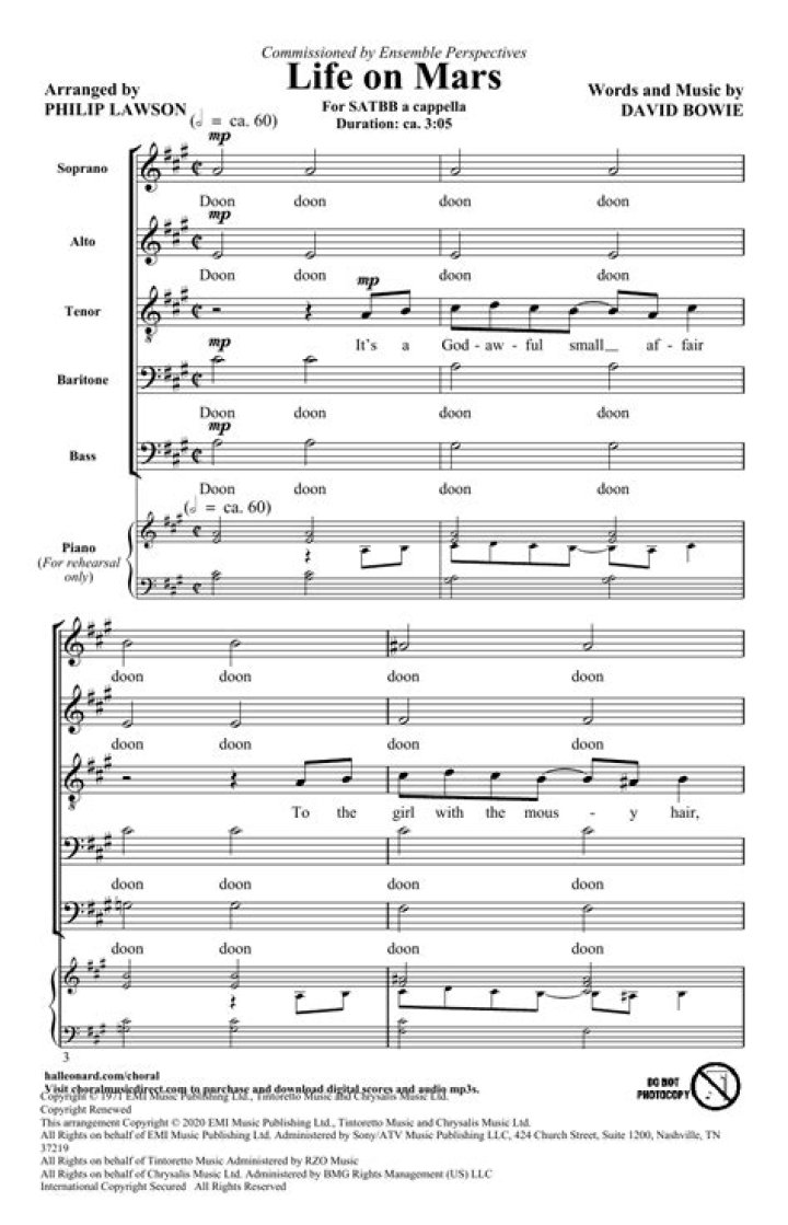Life on Mars PDF Sheet Music – Explore Space Exploration Sounds