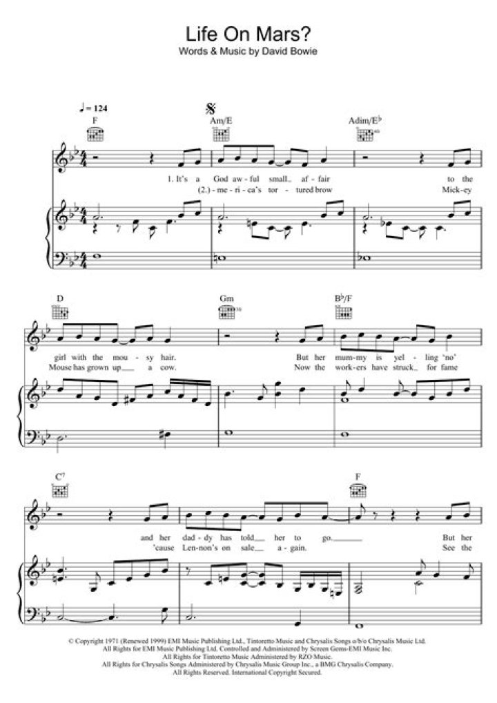 Life on Mars Sheet Music PDF Download