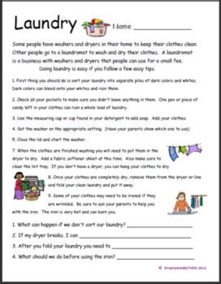 Free Laundry Worksheets PDF – Essential Life Skills for Daily Living