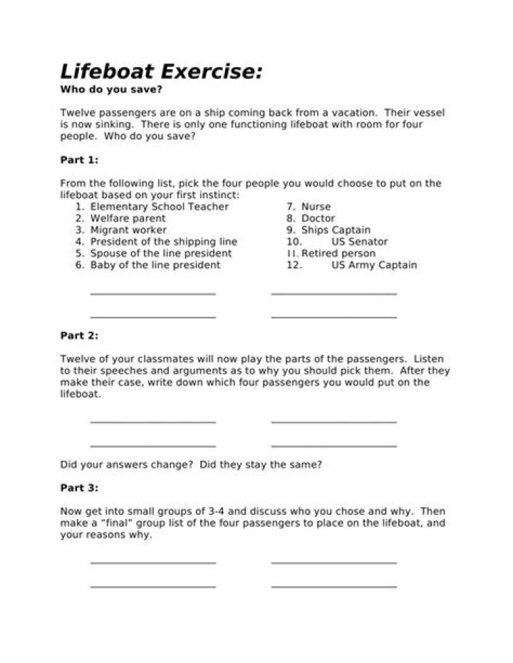 Lifeboat Activity Worksheet PDF: Download Ready-to-Use Emergency Preparedness Activities
