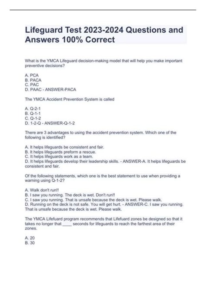Lifeguard Test Questions and Answers PDF: Perfect Prep Tool