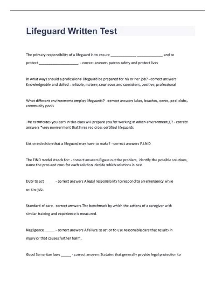 Lifeguard Written Test PDF: Pass Your Certification Exam