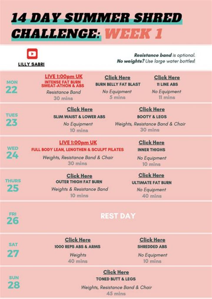 14-Day Summer Shred Plan PDF by Lilly Sabri