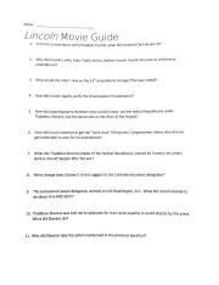 Lincoln Movie: Key Questions & Answers PDF