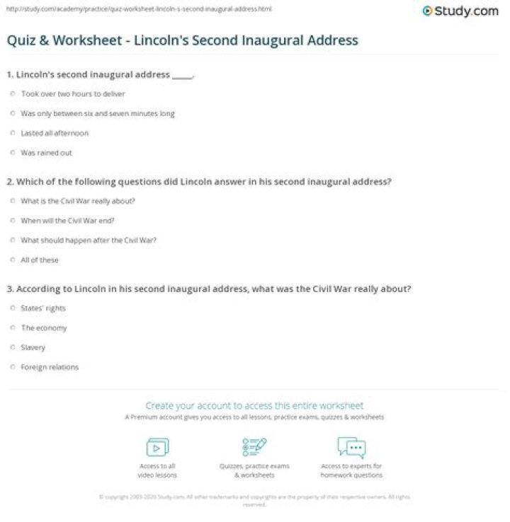 Lincoln's Second Inaugural Address PDF Answer Key & Analysis