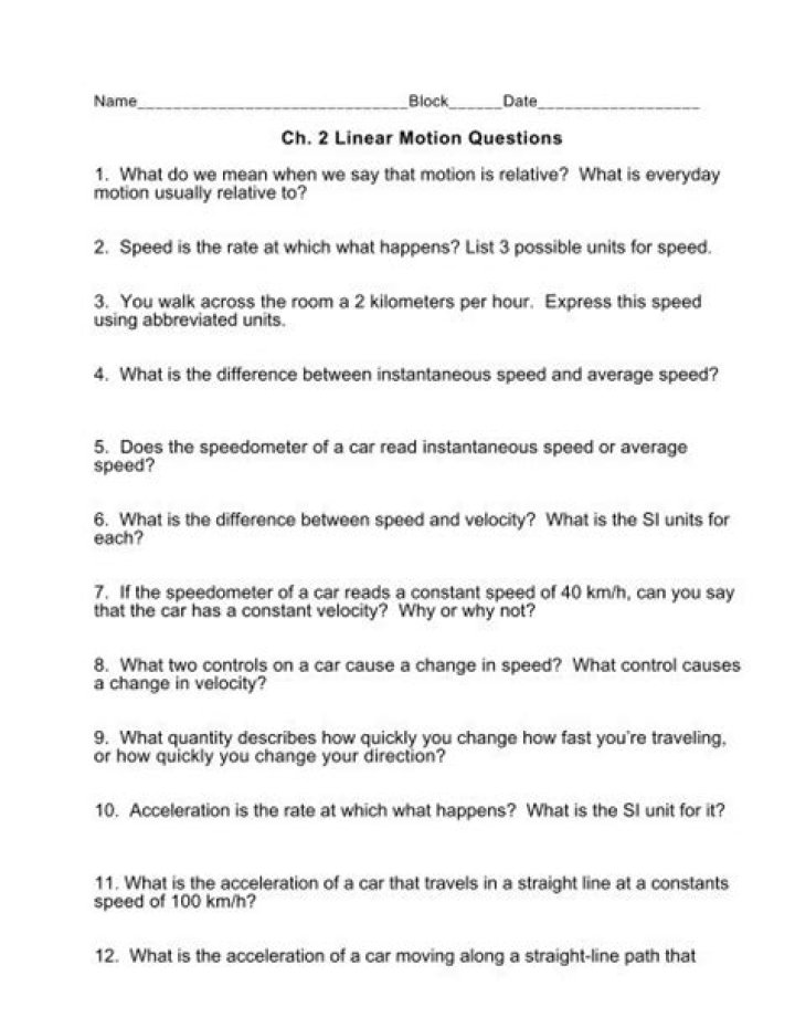 Linear Motion Questions & Answers PDF: Expert Guide to Motion Mechanics