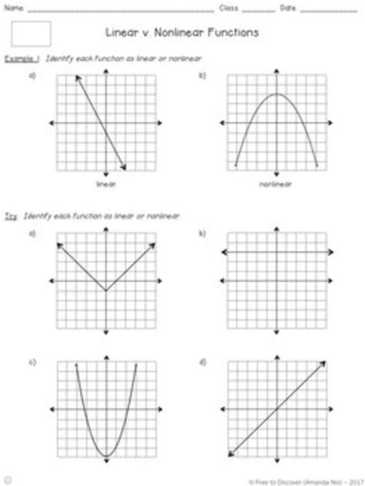Linear or Nonlinear Worksheet PDF for Excel & Download