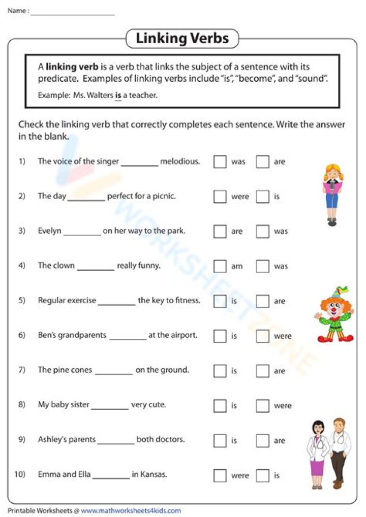 Master Linking Verbs Exercises with Answers PDF | Instant Practice