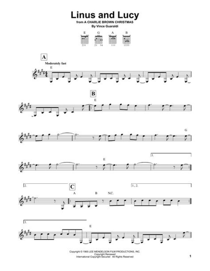 Linus and Lucy Guitar Sheet Music PDF Free – Instant Download