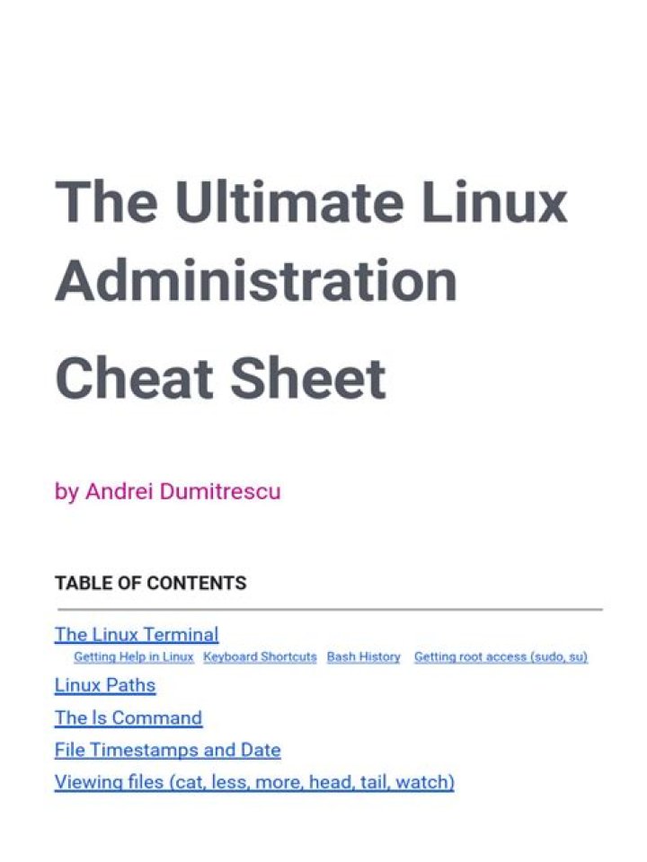 Linux Administration Cheat Sheet PDF: Quick Reference Guide