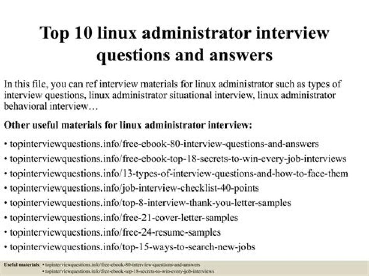 Linux Admin Interview Questions and Answers for Experienced Professionals PDF
