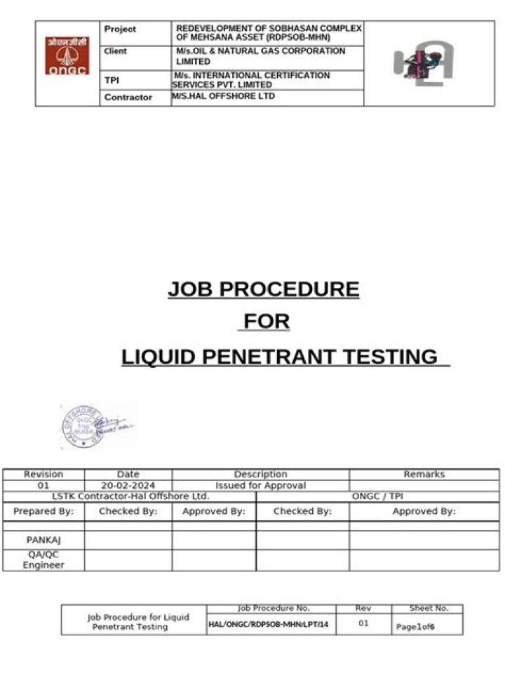 Liquid Penetrant Test Procedure PDF: Step-by-Step Guide