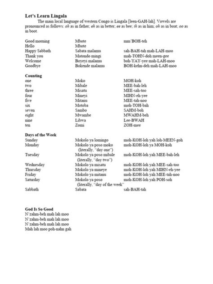List All Lingala Words PDF: Free Download