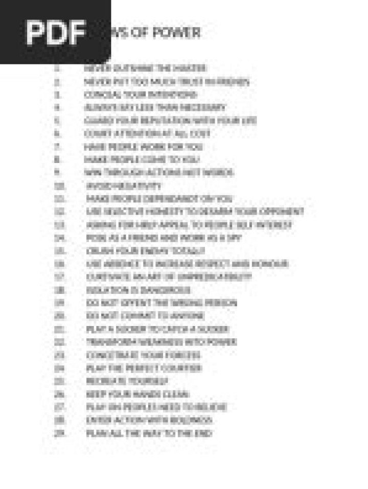 Complete List of 48 Laws of Power PDF – Master Influence & Control