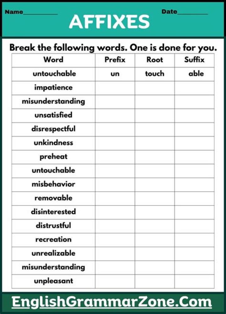 Free List of Affixes PDF – Master Word Building