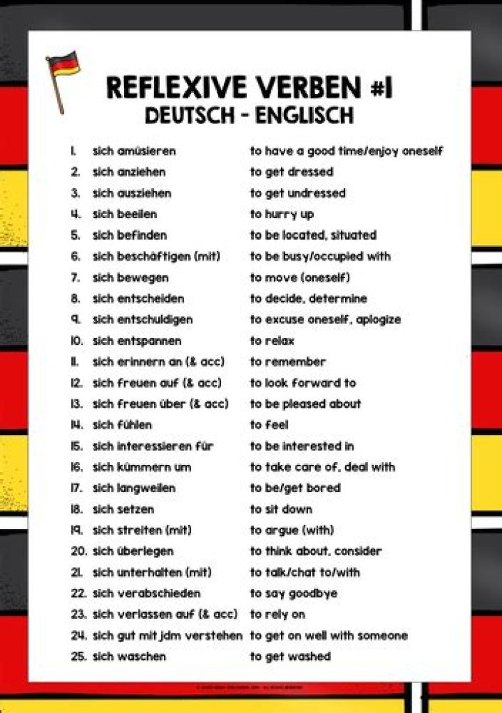 Complete List of All Reflexive Verbs in German PDF