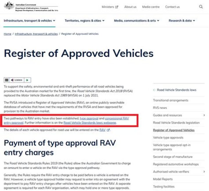 Approved Vehicles List for Import into Australia - PDF Download