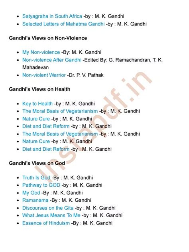 Complete List of Books Written by Mahatma Gandhi in PDF Format