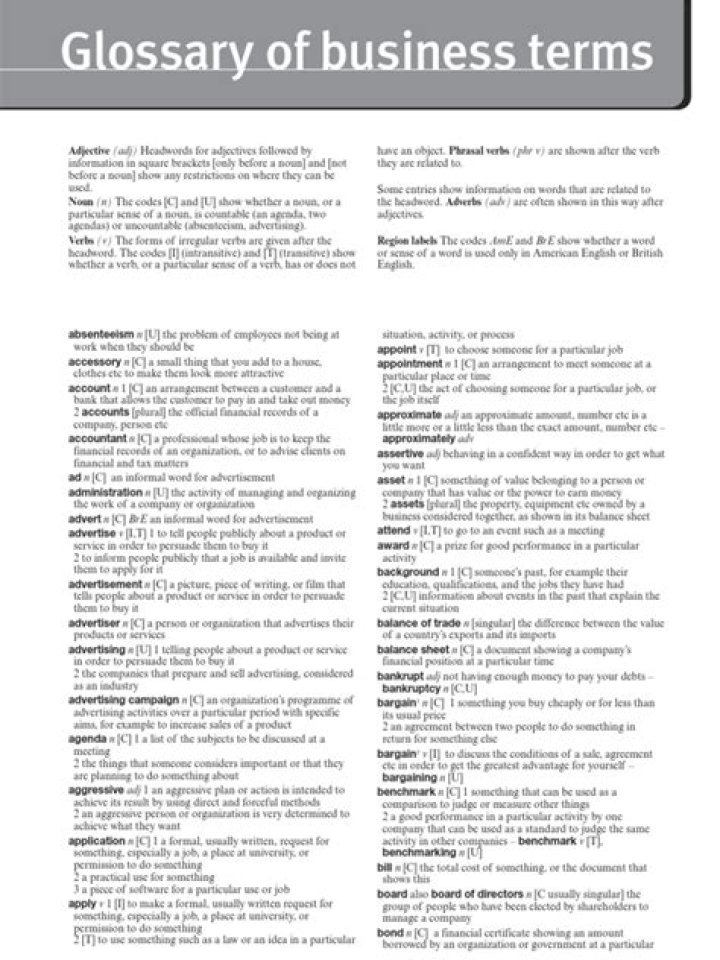 Free PDF List of Business Terms and Definitions