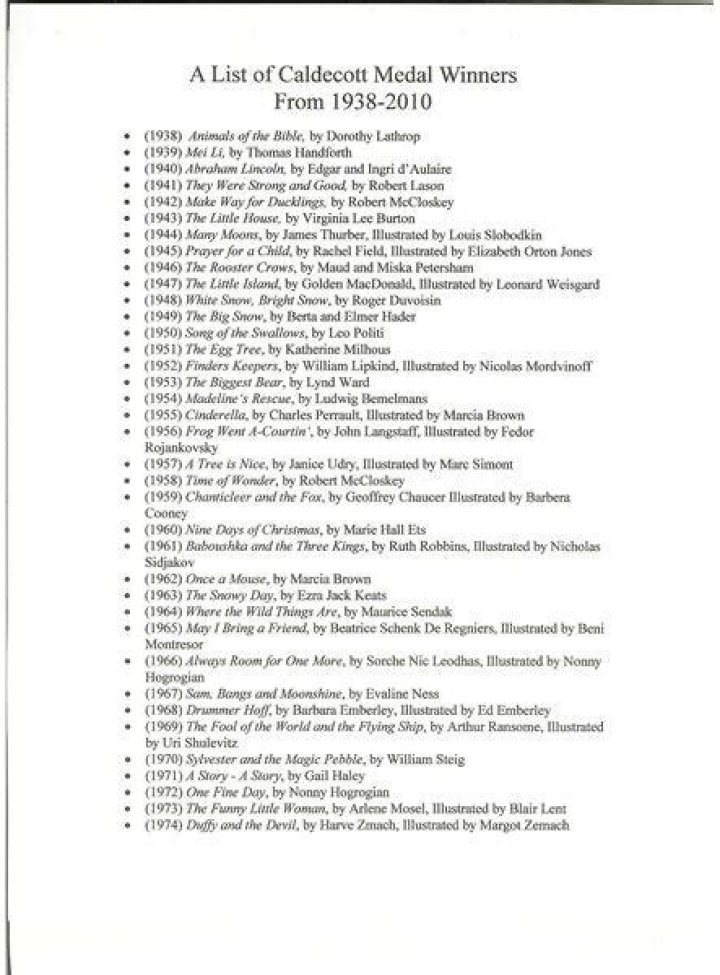 List of Caldecott Winners PDF: Free Download