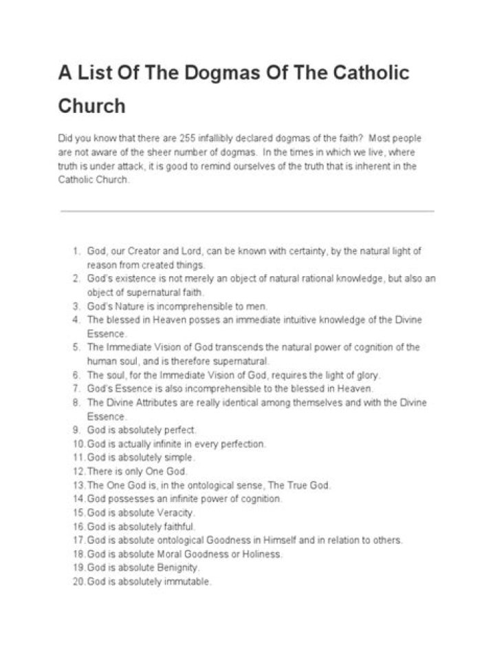 Complete List of Catholic Dogmas PDF for Study