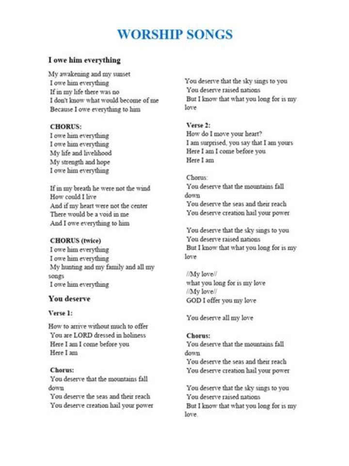 Choruses for Worship with Lyrics PDF – Free Download