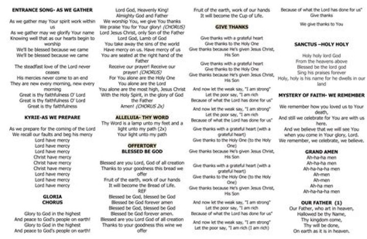 Entrance Songs for Catholic Mass with Full Lyrics PDF Download