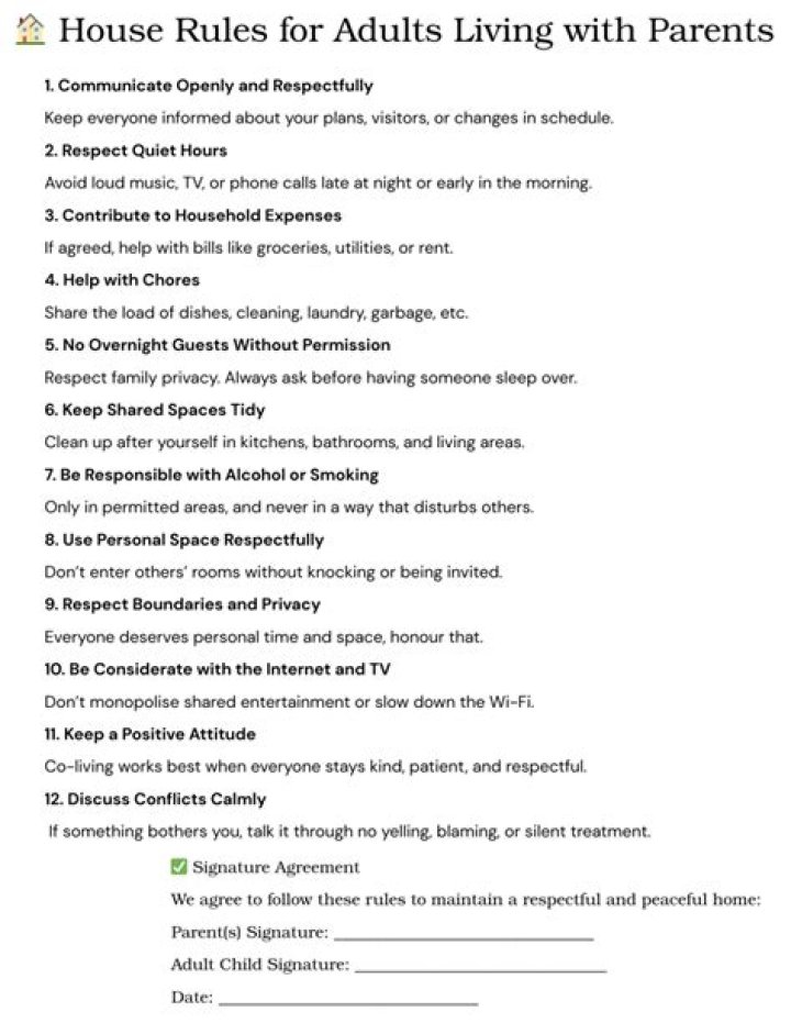 Essential House Rules for Adults Living with Parents – Free PDF List
