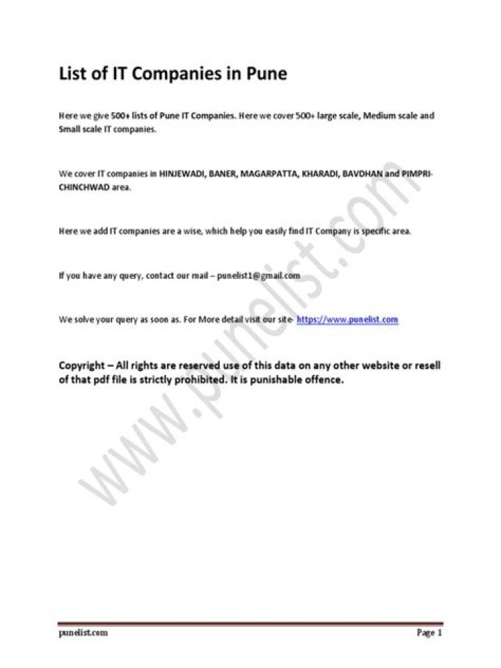 Top IT Companies in Pune – PDF List for Job Seekers & Researchers