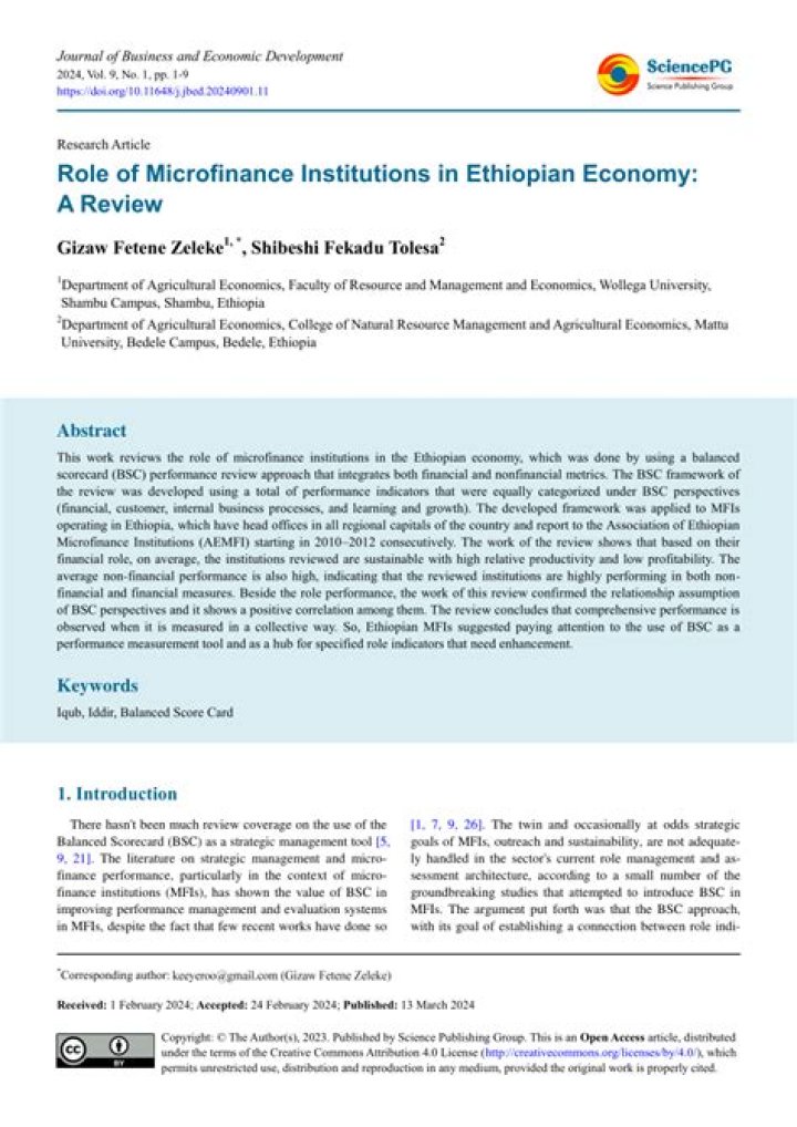 Comprehensive List of Microfinance Institutions in Ethiopia PDF