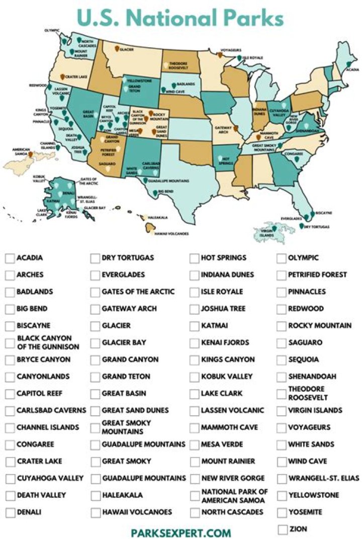 Free List of US National Parks PDF for Hiking & Travel