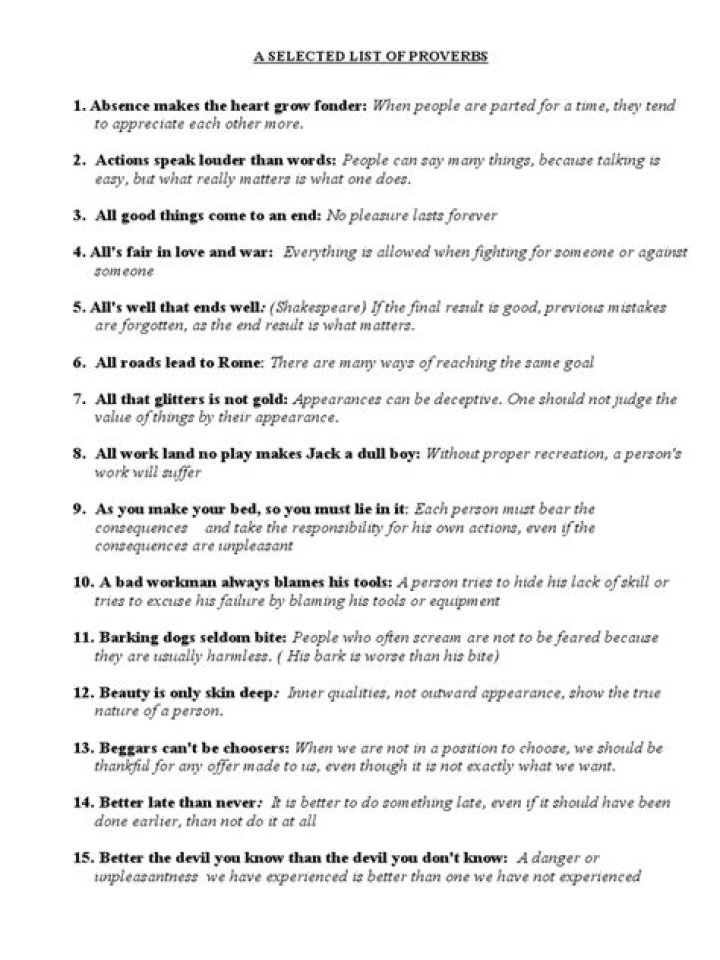 Free List of Proverbs PDF: Wise Sayings Compiled