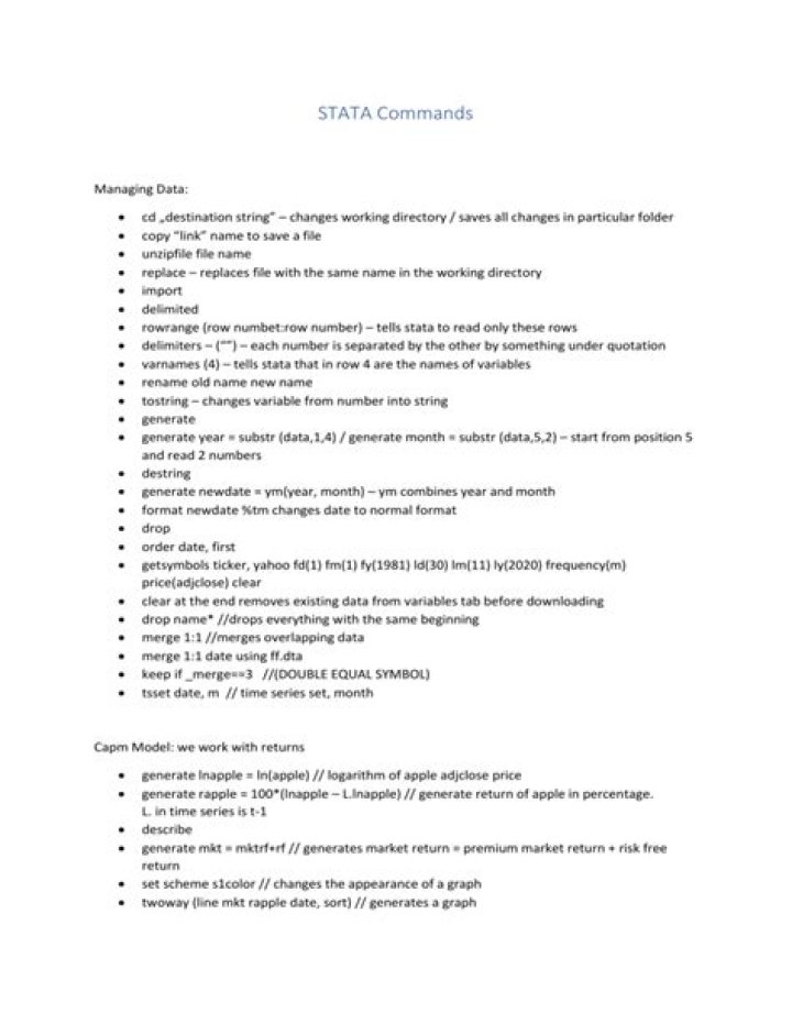 Complete List of Stata Commands PDF for Students and Researchers