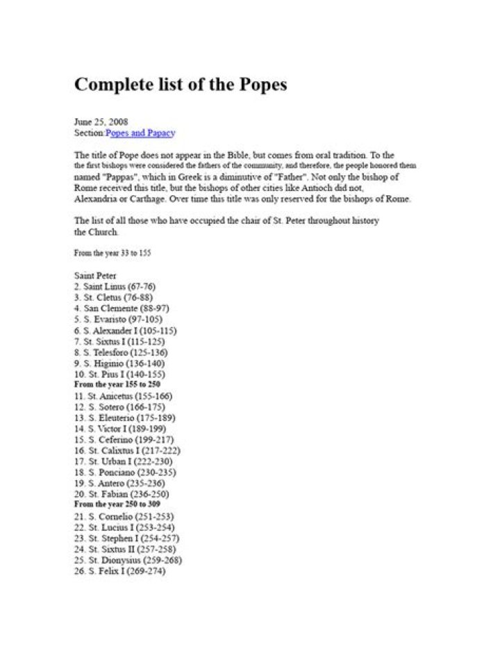 List of the Popes PDF: Complete Historical Guide