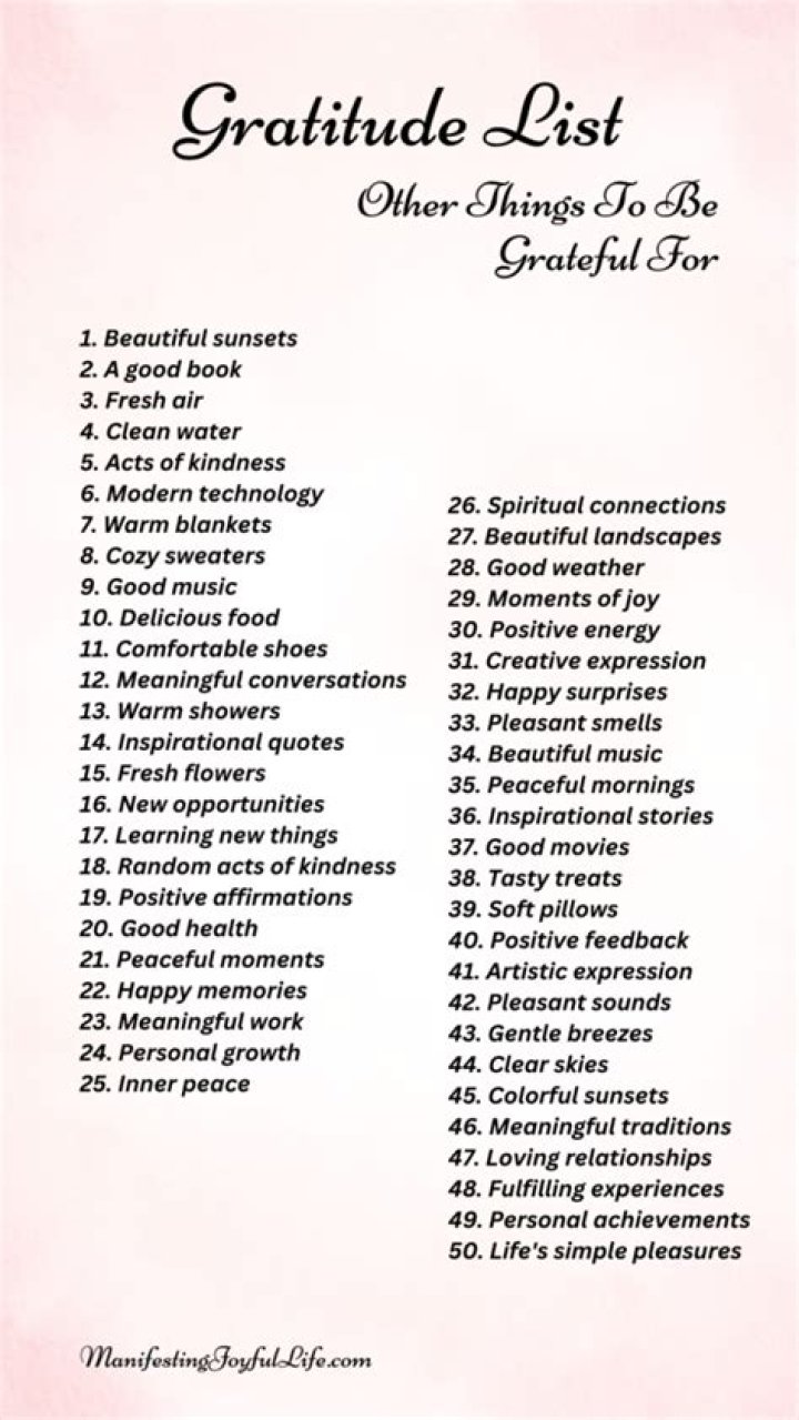 Top 50 Things to Be Grateful For: PDF List