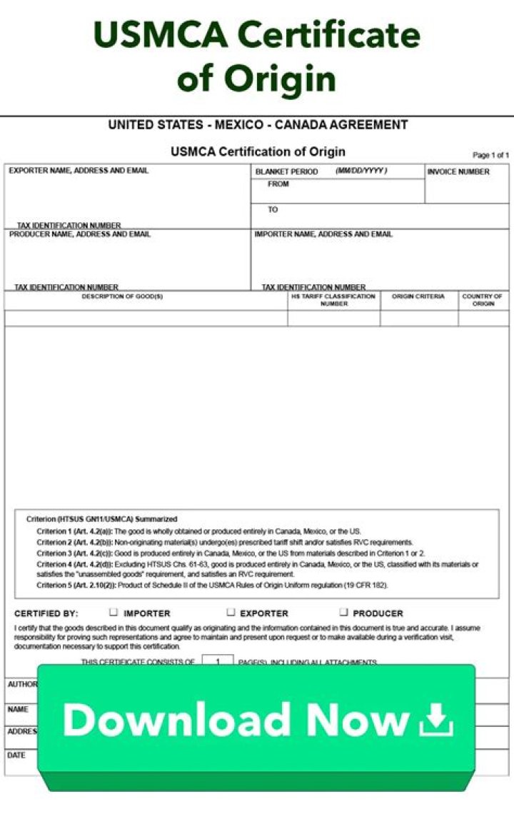 USMCA Compliant Goods List PDF: Official Compliance Guide