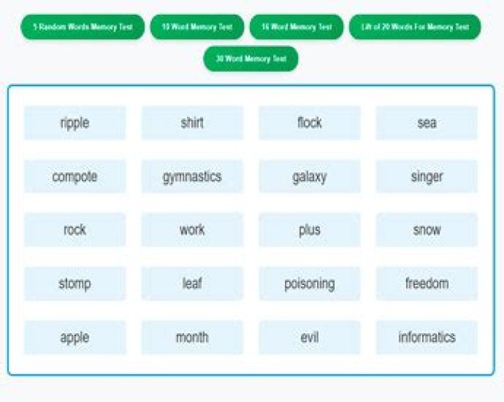 Free Download: Top Words for Memory Test PDFs