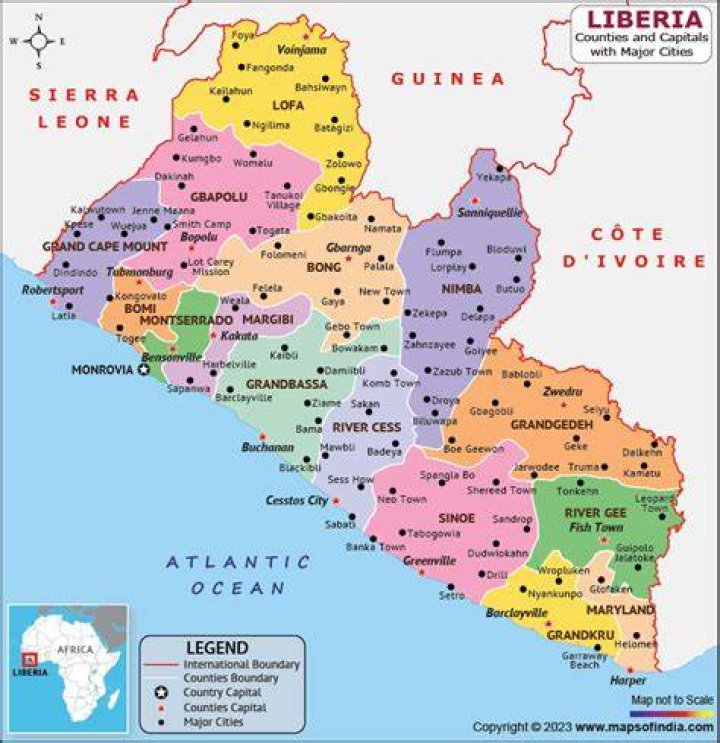 List the 15 Counties of Liberia in PDF Format