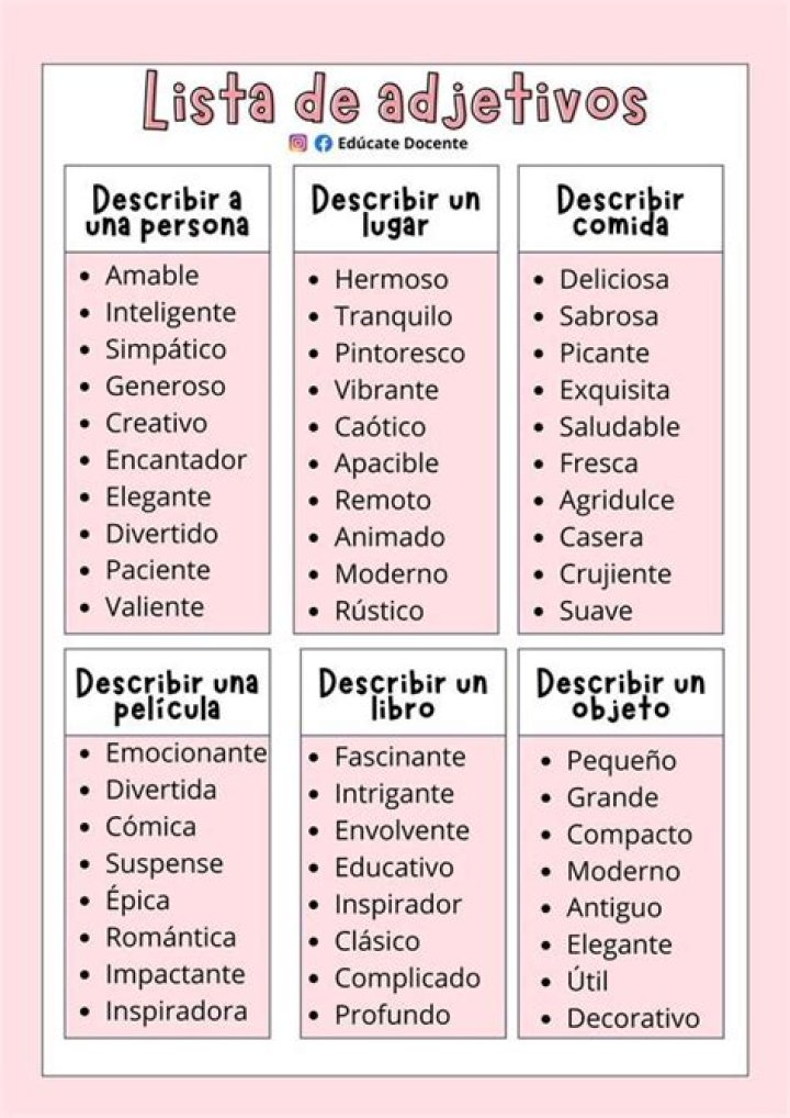Lista de Adjetivos en PDF: Descarga la Mejor Colección