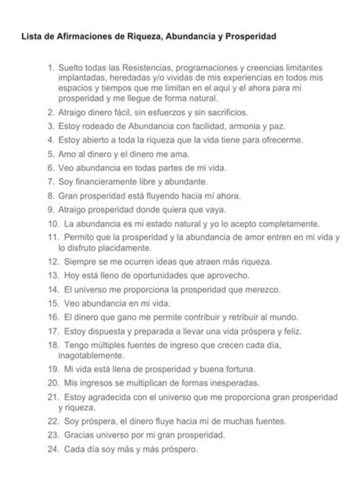 Lista de Afirmaciones Positivas PDF para Transformar tu Vida