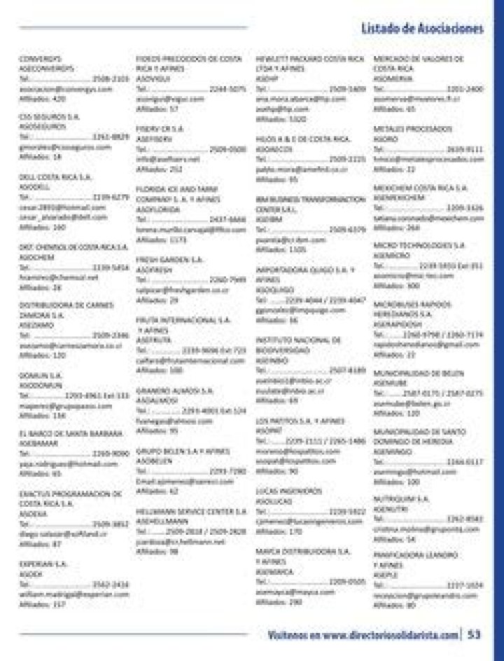 Lista de Asociaciones Solidaristas en Costa Rica – PDF Gratuito